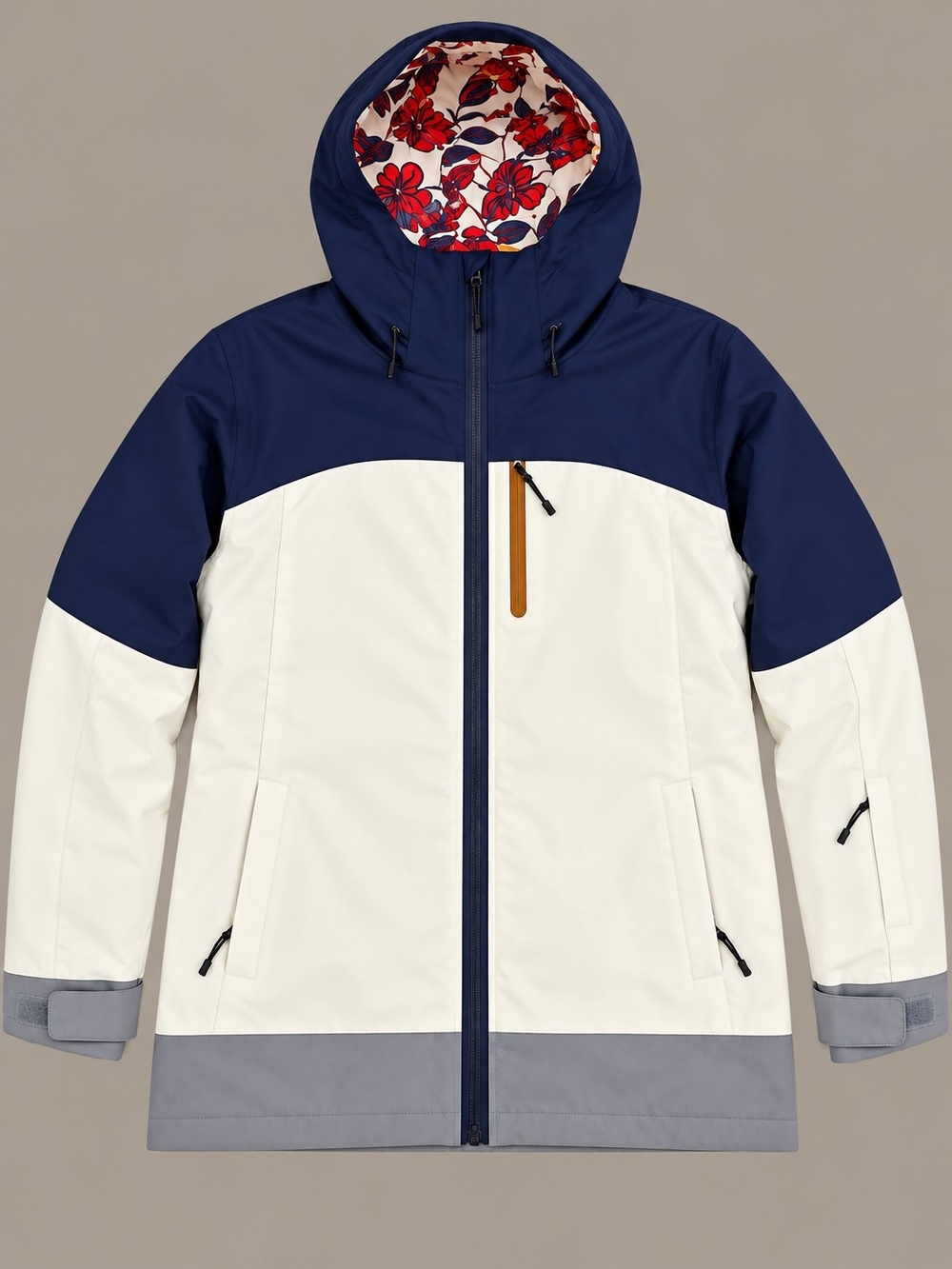 Womens Roxy Colorblock Hooded Winter/Ski Jacket - Navy & White